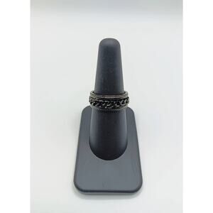 Black Stainless Steel Spinner Ring Size 7 Chain Fidget Band Unisex